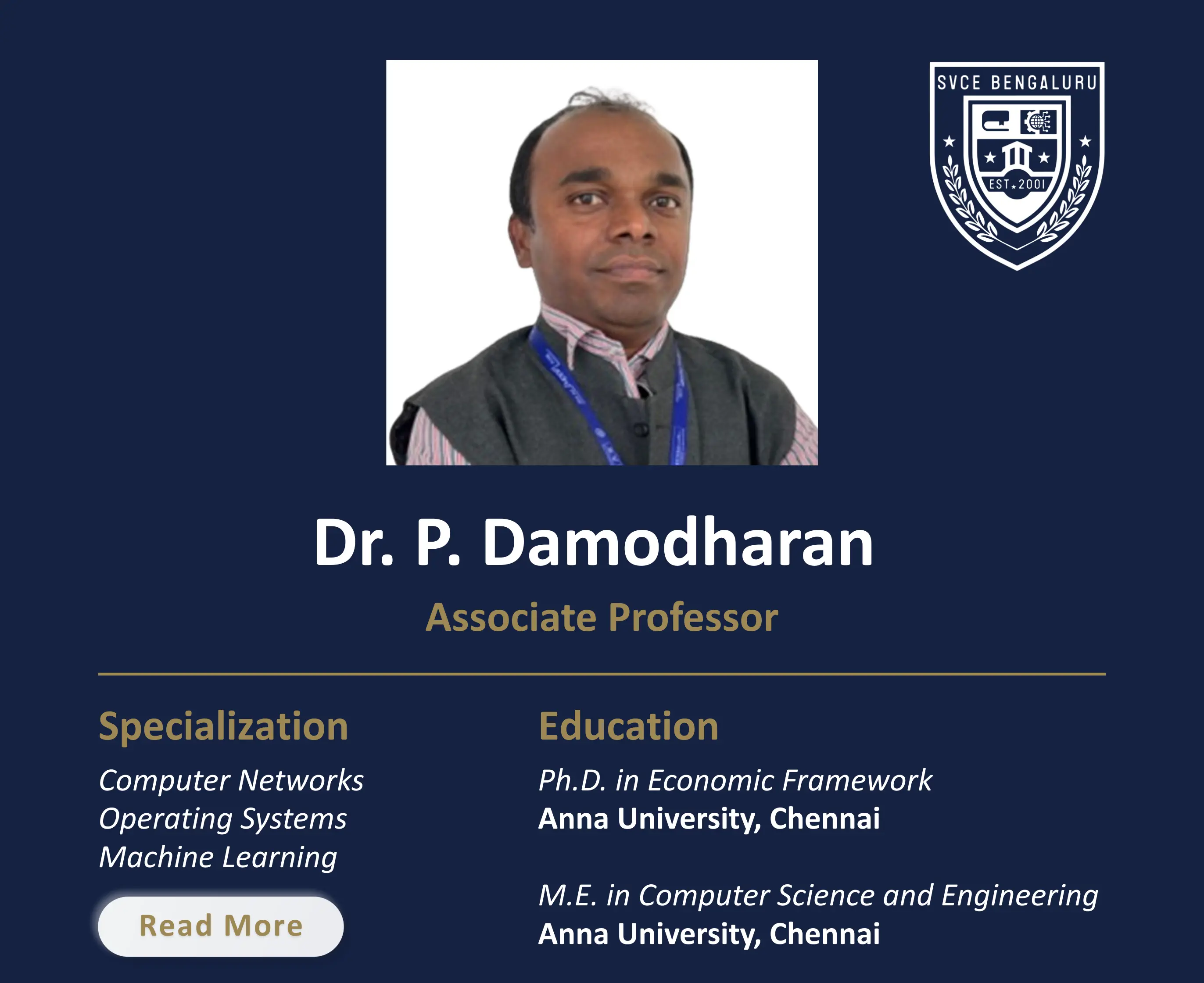 Dr. P Damodharan - Associate Professor